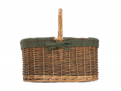 Basket, COUNTRY OVAL SHOPPER with GREEN TWEED LINING
