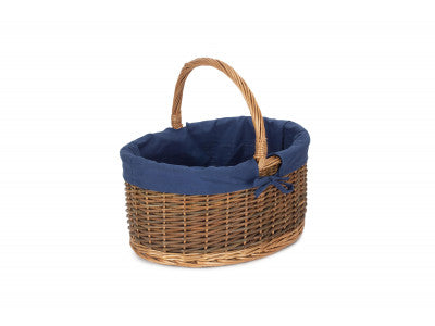 Basket, COUNTRY OVAL SHOPPER with NAVY BLUE LINING