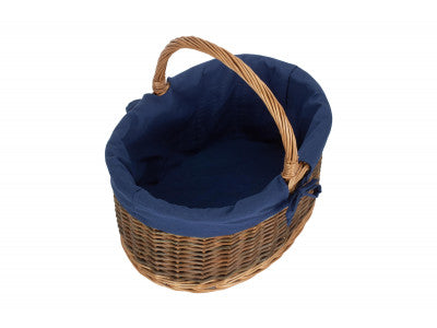 Basket, COUNTRY OVAL SHOPPER with NAVY BLUE LINING