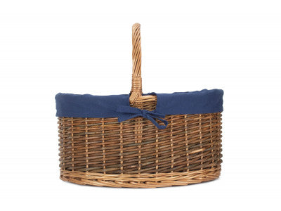 Basket, COUNTRY OVAL SHOPPER with NAVY BLUE LINING