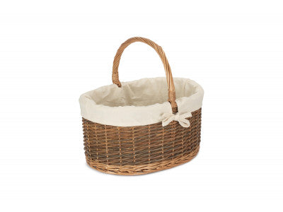 Basket, COUNTRY OVAL SHOPPER with WHITE LINING