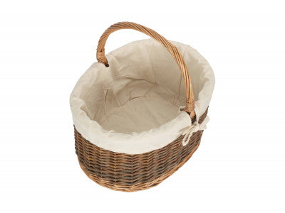 Basket, COUNTRY OVAL SHOPPER with WHITE LINING