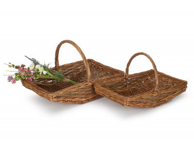 Basket, Set of 2 UNPEELED WILLOW GARDEN TRUG 