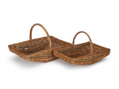 Basket, Set of 2 UNPEELED WILLOW GARDEN TRUG 