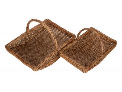 Basket, Set of 2 UNPEELED WILLOW GARDEN TRUG 