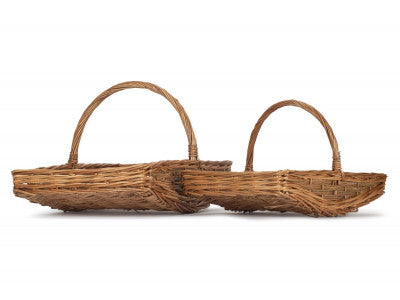 Basket, Set of 2 UNPEELED WILLOW GARDEN TRUG 