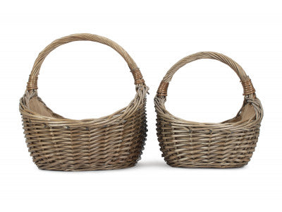 Basket, ANTIQUE WASH HARVESTING BASKET SET 2 