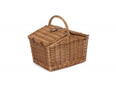 Basket, 2 PERSON GREEN TWEED DOUBLE LIDDED HAMPER