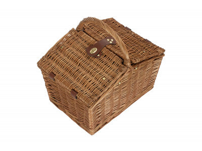 Basket, 2 PERSON GREEN TWEED DOUBLE LIDDED HAMPER