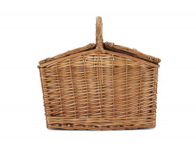 Basket, 2 PERSON GREEN TWEED DOUBLE LIDDED HAMPER