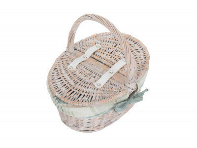 Basket, CHILD'S WHITE WASH LIDDED HAMPER with CREAM TARTAN LINING