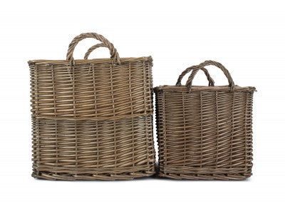 Basket, Set of 2 ANTIQUE WASH RECTANGULAR HESSIAN LINED BASKETS 