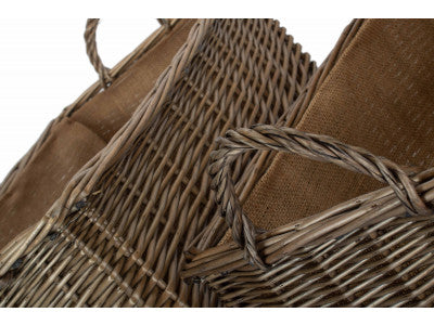 Basket, Set of 2 ANTIQUE WASH RECTANGULAR HESSIAN LINED BASKETS 