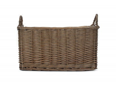 Basket, SMALL ANTIQUE WASH RECTANGULAR HESSIAN LINED BASKET