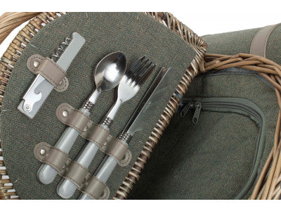 Basket, OVAL 2 PERSON GREY SAGE TWEED FITTED HAMPER