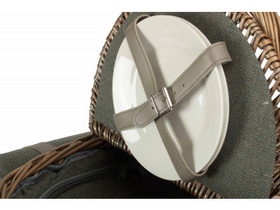 Basket, OVAL 2 PERSON GREY SAGE TWEED FITTED HAMPER
