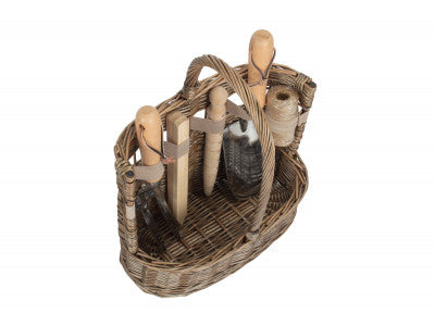 Basket, SMALL ANTIQUE WASH DELUXE GARDEN TOOL BASKET