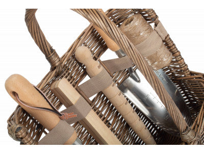 Basket, SMALL ANTIQUE WASH DELUXE GARDEN TOOL BASKET