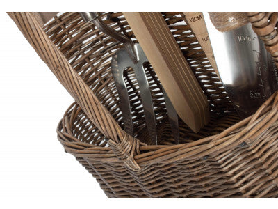 Basket, SMALL ANTIQUE WASH DELUXE GARDEN TOOL BASKET