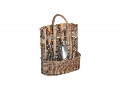 Basket, LARGE ANTIQUE WASH DELUXE GARDEN TOOL BASKET