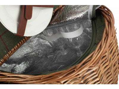 Basket, OVAL 2 PERSON GREEN TWEED FITTED HAMPER