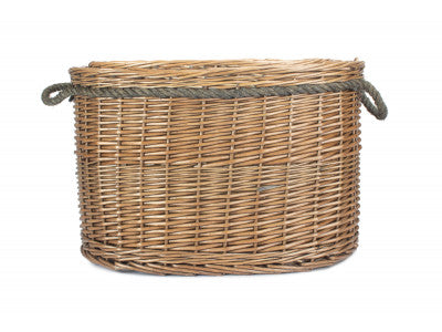 Basket, SET 2 OVAL ROPE HANDLED LOG BASKETS
