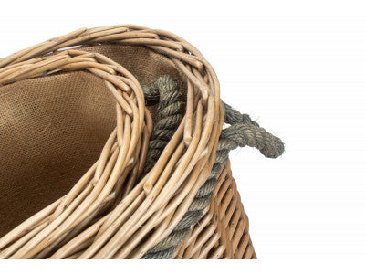 Basket, SET 2 OVAL ROPE HANDLED LOG BASKETS