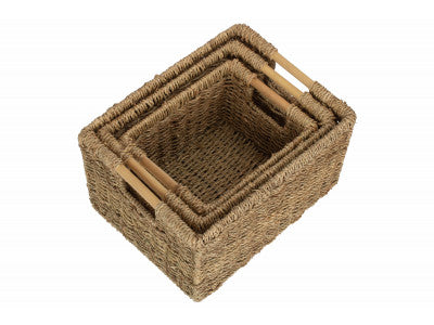 Basket, Set of 3 NORDIC SEAGRASS STORAGE BASKETS 