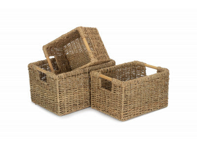 Basket, Set of 3 NORDIC SEAGRASS STORAGE BASKETS 