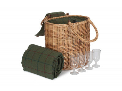 Basket, OVAL GREEN TWEED CHILLER HAMPER BASKET 
