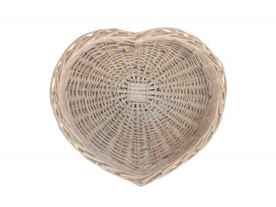 Basket, MEDIUM WHITE WASH HEART SHAPED TRAY 