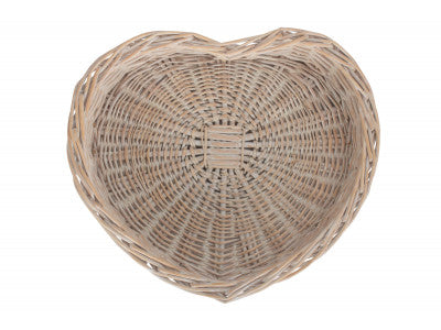 Basket, LARGE WHITE WASH HEART SHAPED TRAY