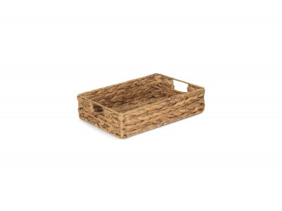 Basket, SMALL SHALLOW RECTANGULAR WATER HYACINTH STORAGE BASKET