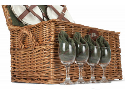 Basket, 4 PERSON GREEN TWEED CHEST HAMPER
