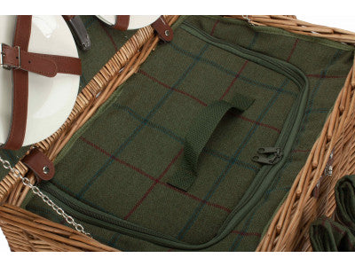 Basket, 4 PERSON GREEN TWEED CHEST HAMPER