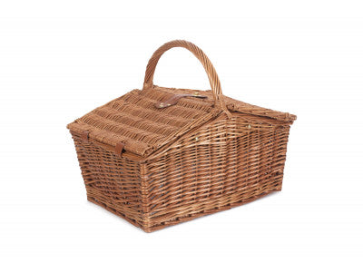 Basket, 4 PERSON GREEN TWEED DOUBLE LID HAMPER