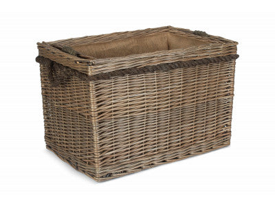 Basket, SET 2 RECTANGULAR ROPE HANDLED LOG BASKETS