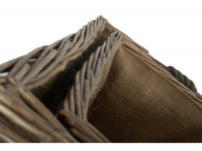 Basket, SET 2 RECTANGULAR ROPE HANDLED LOG BASKETS