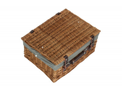 "Basket, 16" DOUBLE STEAMED HAMPER with GREY SAGE LINING"