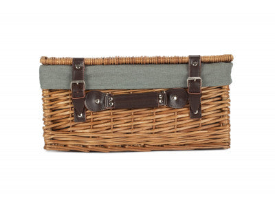 "Basket, 16" DOUBLE STEAMED HAMPER with GREY SAGE LINING"
