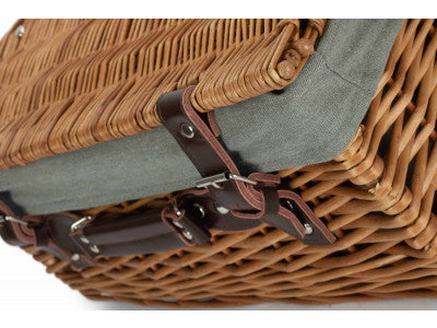 "Basket, 16" DOUBLE STEAMED HAMPER with GREY SAGE LINING"
