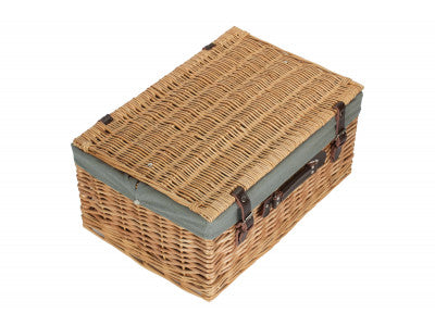 "Basket, 20" BUFF HAMPER with GREY SAGE LINING"