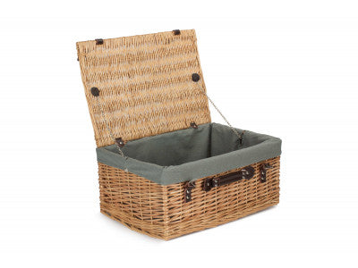 "Basket, 20" BUFF HAMPER with GREY SAGE LINING"