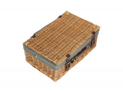 "Basket, 18" BUFF HAMPER WITH GREY SAGE LINING"