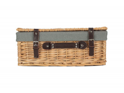"Basket, 18" BUFF HAMPER WITH GREY SAGE LINING"