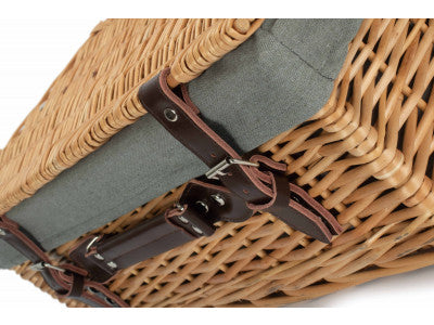 "Basket, 18" BUFF HAMPER WITH GREY SAGE LINING"