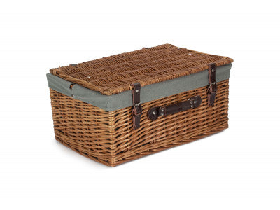 "Basket, 20" DOUBLE STEAMED HAMPER WITH GREY SAGE LINING"