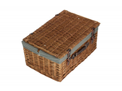 "Basket, 20" DOUBLE STEAMED HAMPER WITH GREY SAGE LINING"