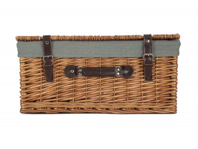 "Basket, 20" DOUBLE STEAMED HAMPER WITH GREY SAGE LINING"