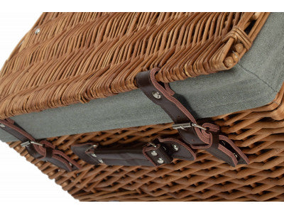 "Basket, 20" DOUBLE STEAMED HAMPER WITH GREY SAGE LINING"